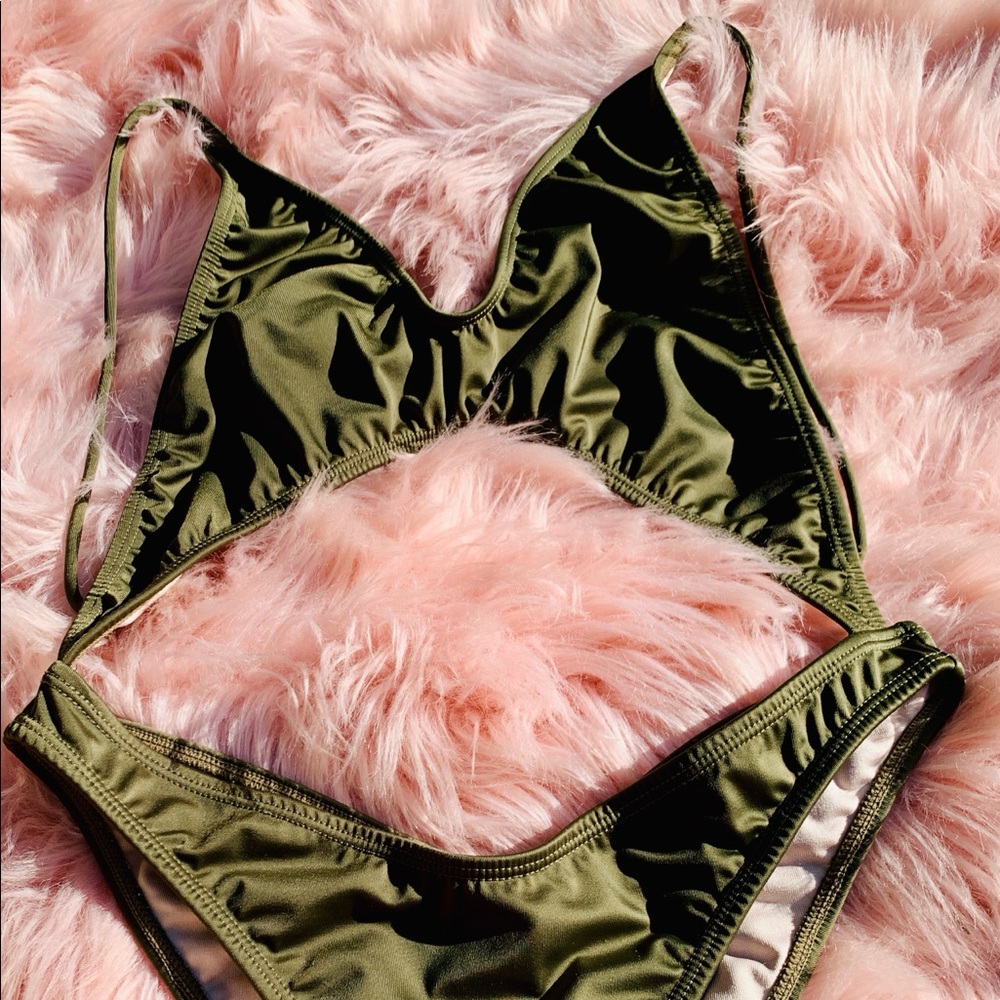 Olive green one piece swimsuit
